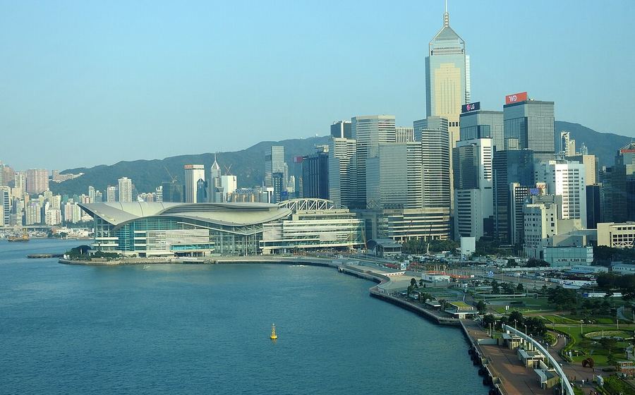 Aerial view over Victoria Harbour and Hong Kong Island (representative photo)